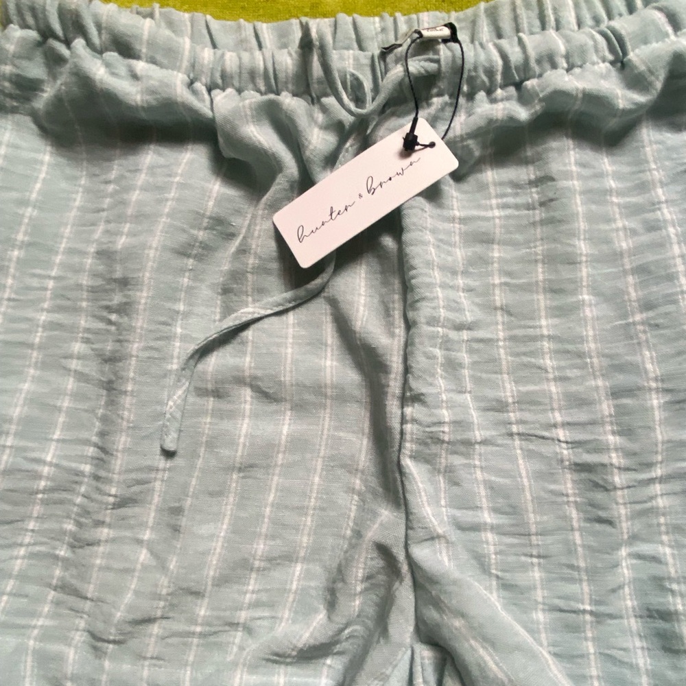 Sky Blue Striped High Waist Women's Shorts - Picture 2 of 7